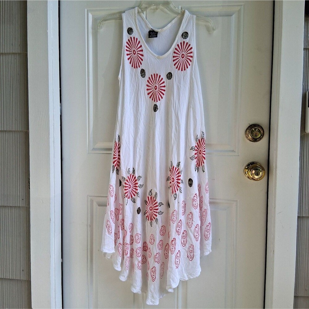 women's dress free size Fashion Force white floral boho long
